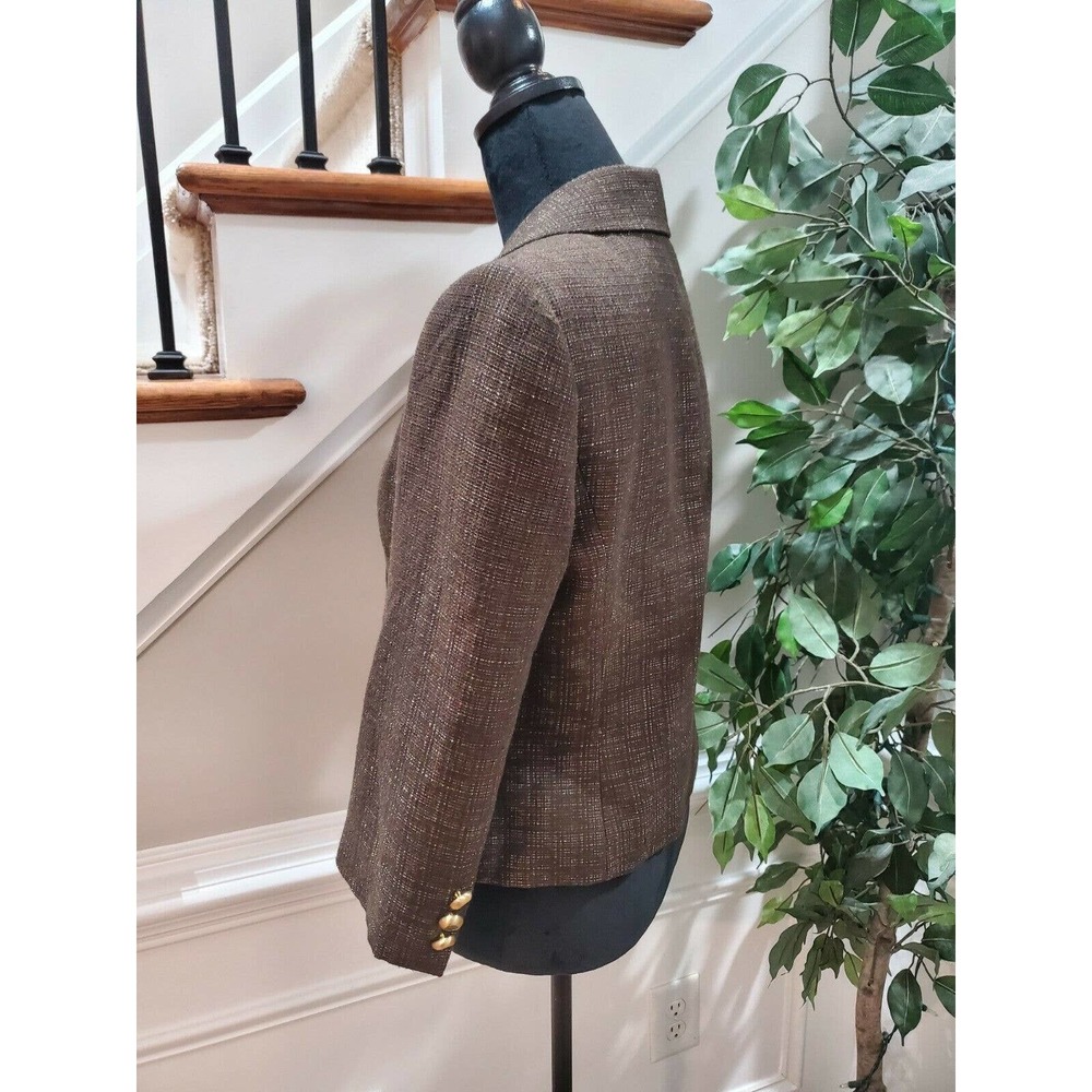 Antonio Melani Women Brown Polyester Long Sleeve Double Breasted Blazer Size 6 - Picture 4 of 11